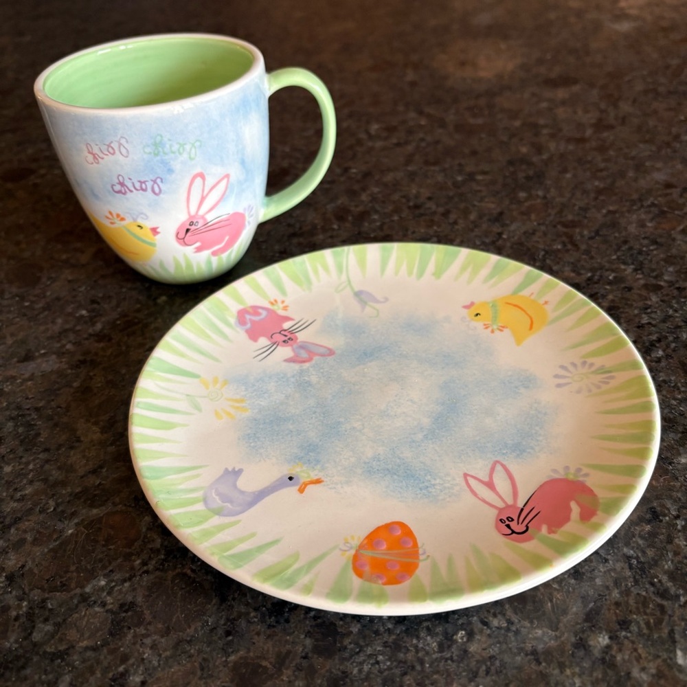 2007 Starbucks Spring Easter Small Plate and Cup Set